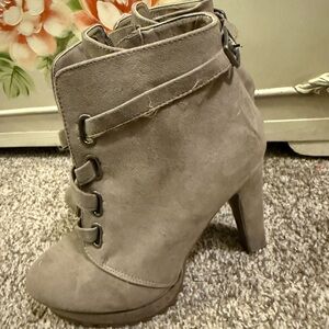 Greige Suede Ankle Boots